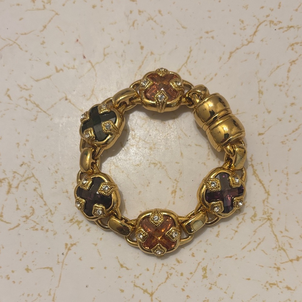 Gold purple and green Stone Bracelet